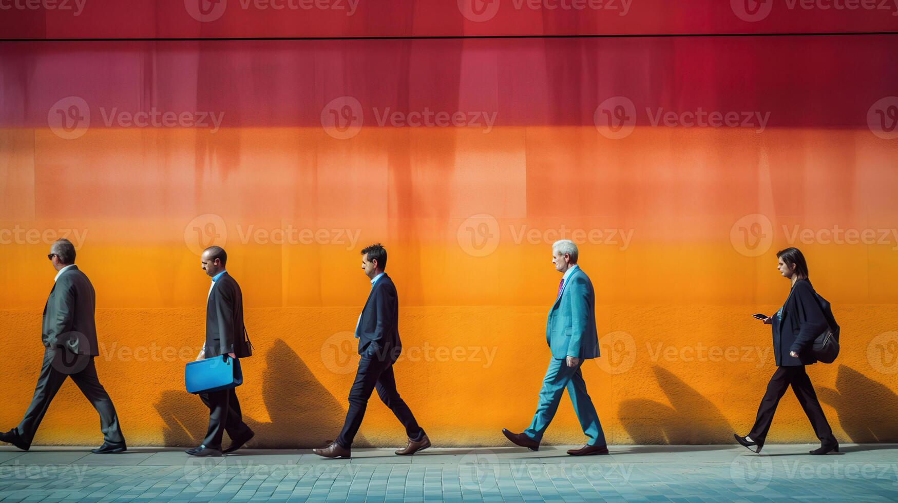 abstract beeld van bedrijf mensen wandelen Aan de straat naar Gaan huis, generatief ai foto