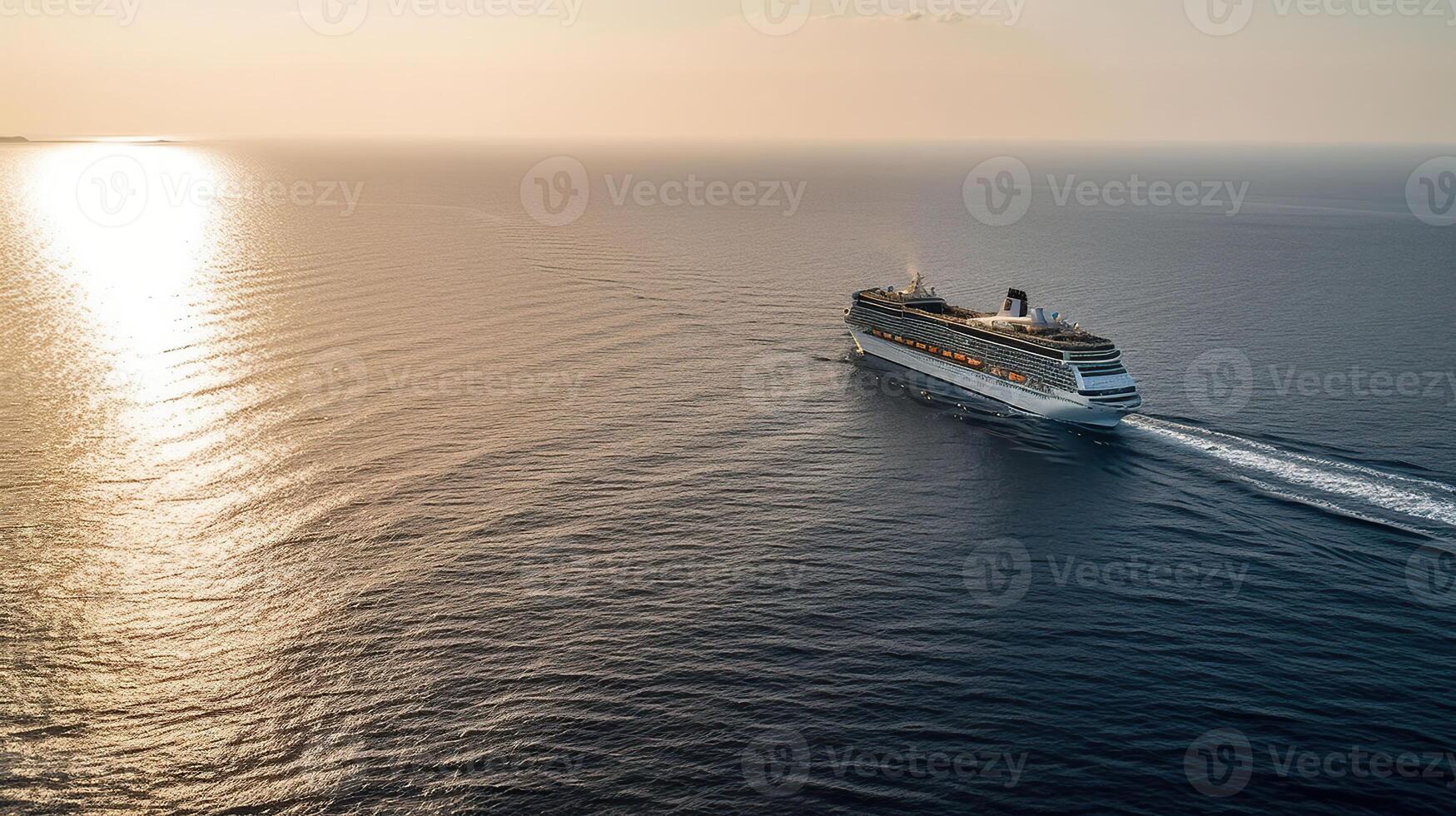 groot reis schip het zeilen aan de overkant de middellandse Zee zee, genererend ai foto