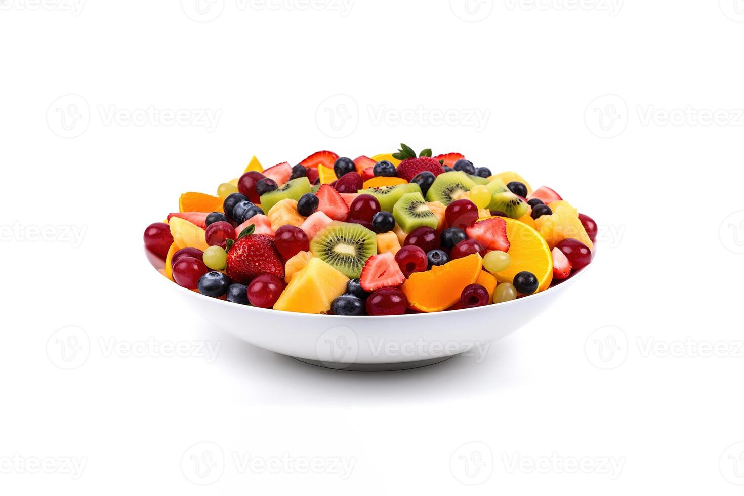 fruit BES salade Aan een bord geïsoleerd Aan een wit achtergrond. ai gegenereerd foto