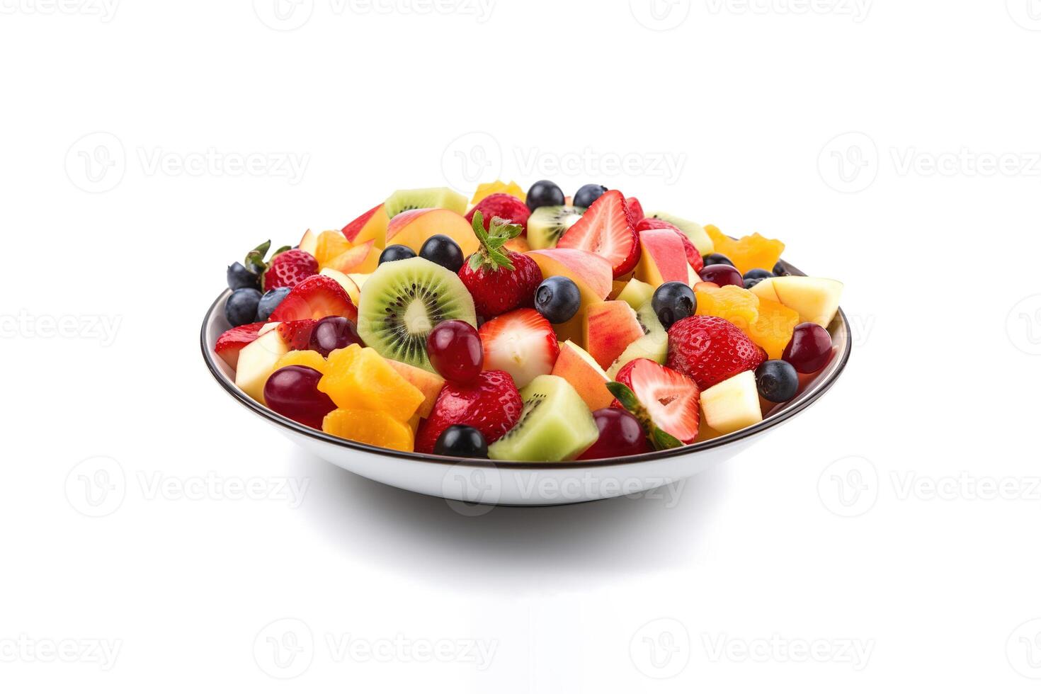 fruit BES salade Aan een bord geïsoleerd Aan een wit achtergrond. ai gegenereerd foto