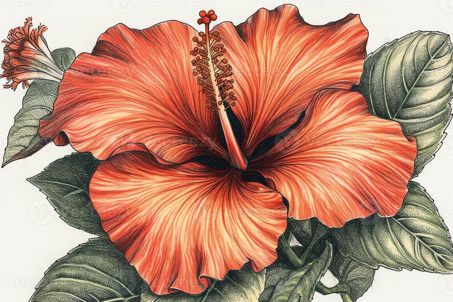 hibiscus bloem tekening. ai gegenereerd foto