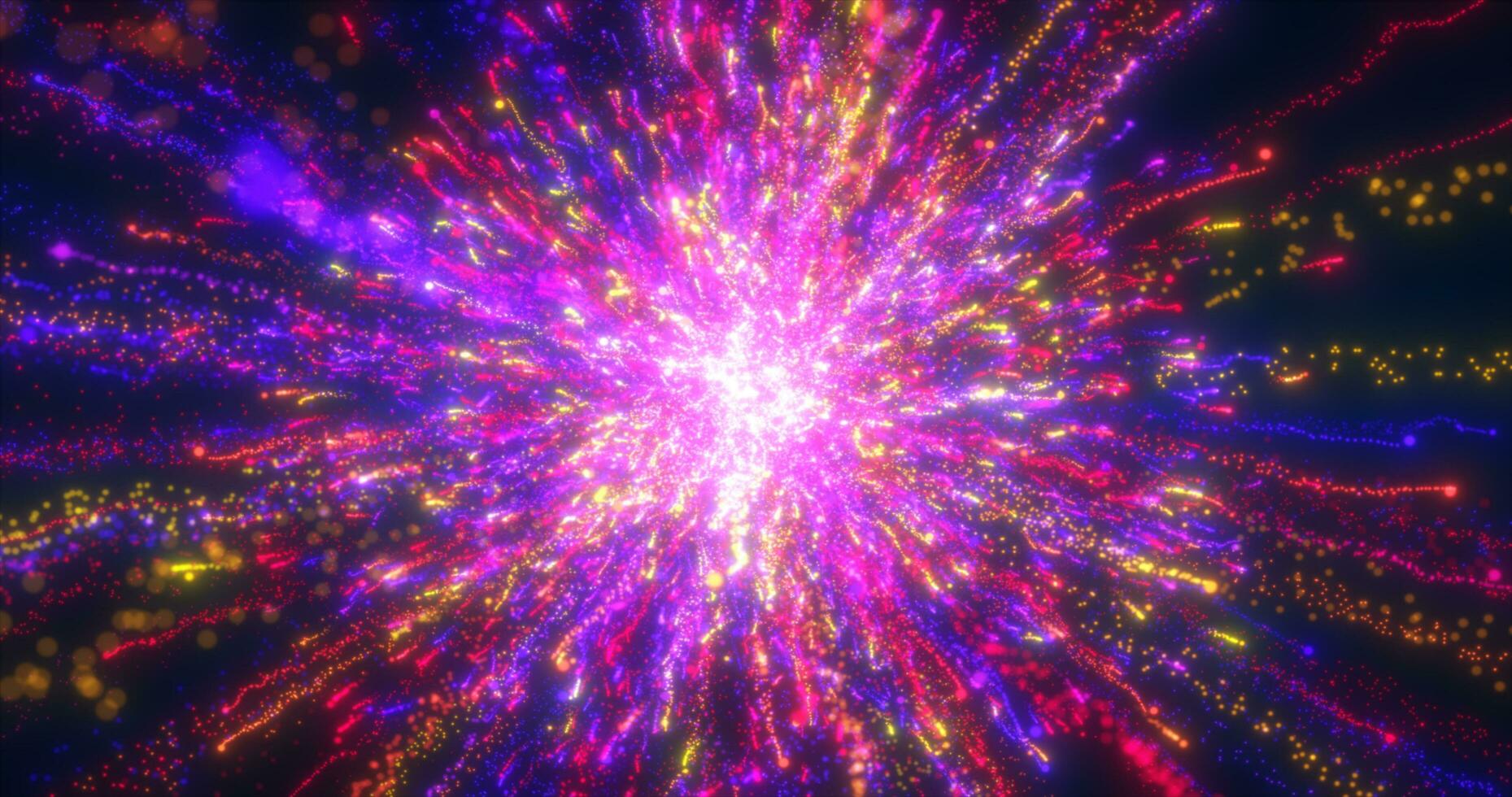 abstract gloeiend energie explosie wervelwind vuurwerk van Purper lijnen en magie deeltjes abstract achtergrond foto