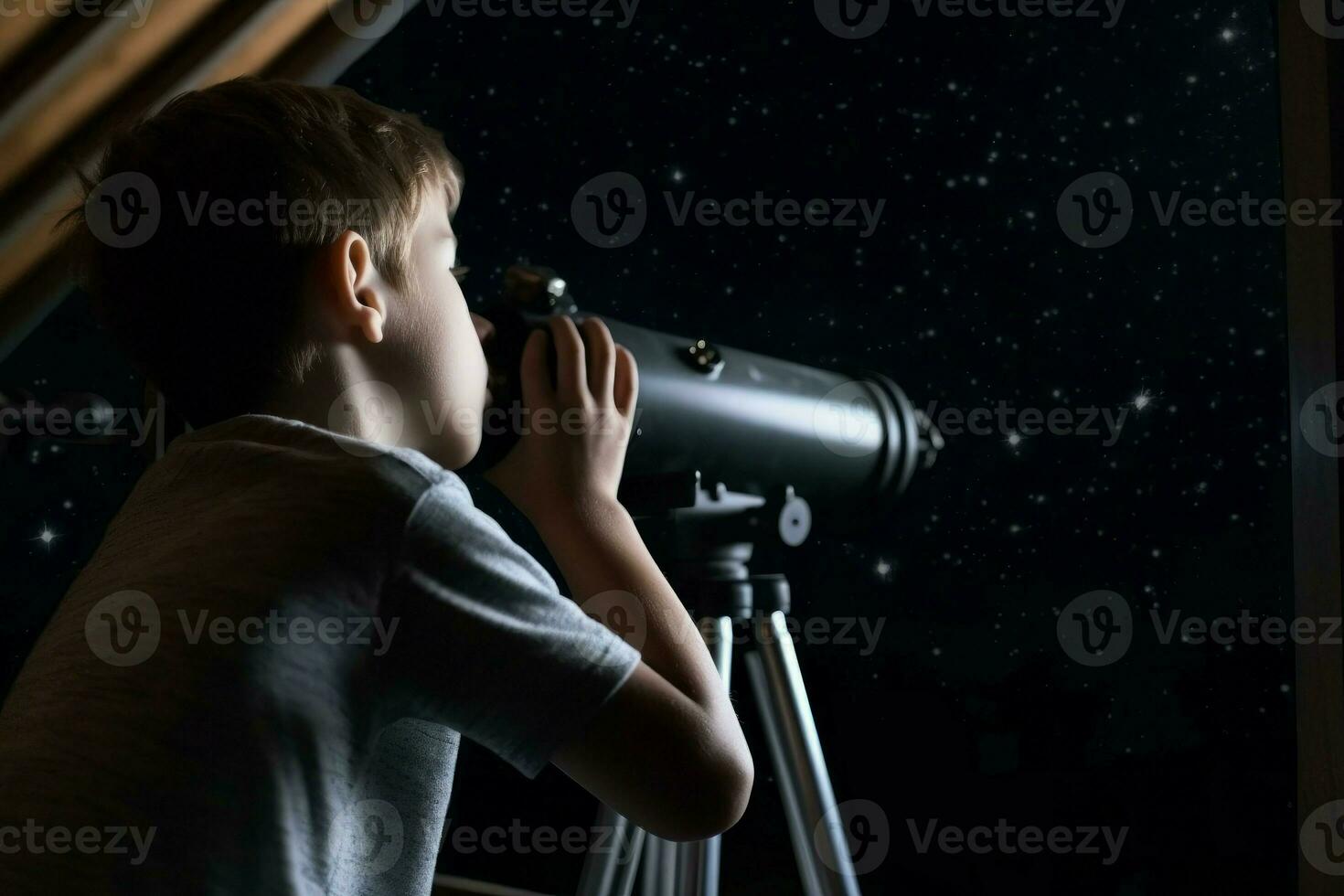 jongen op zoek sterren. genereren ai foto