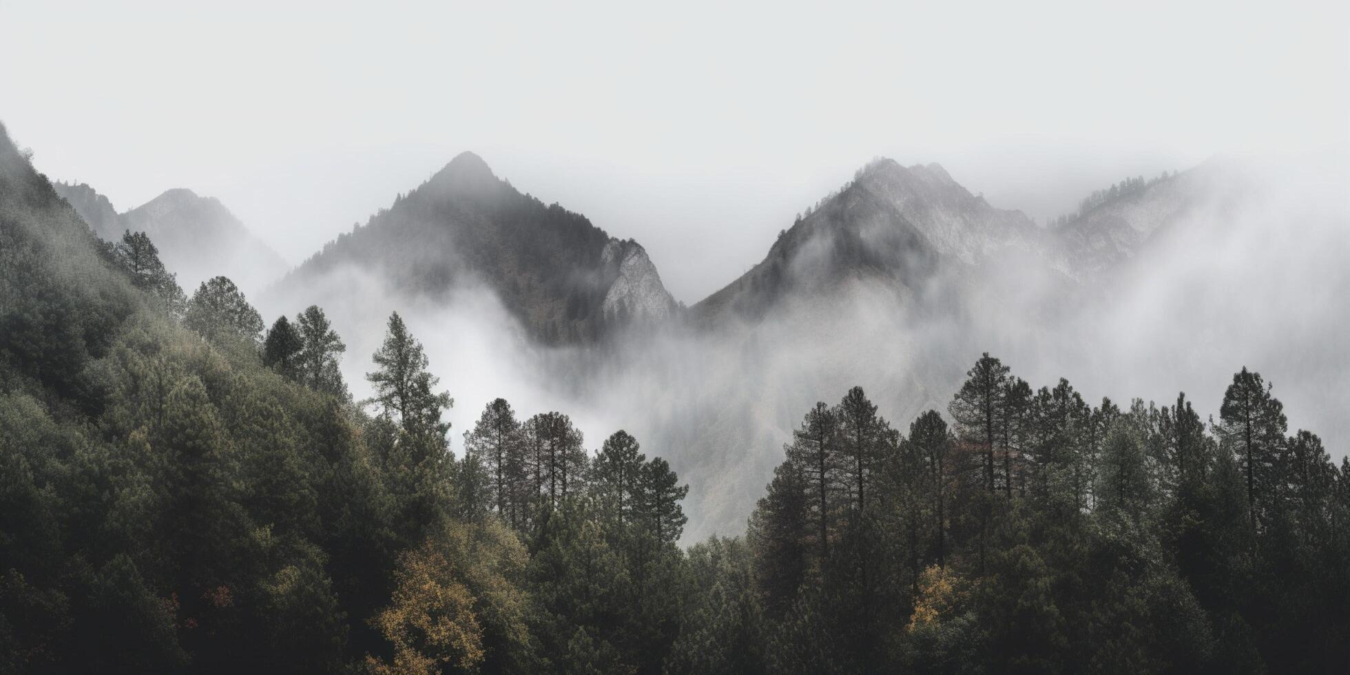 nevelig berg landschap ai gegenereerd foto