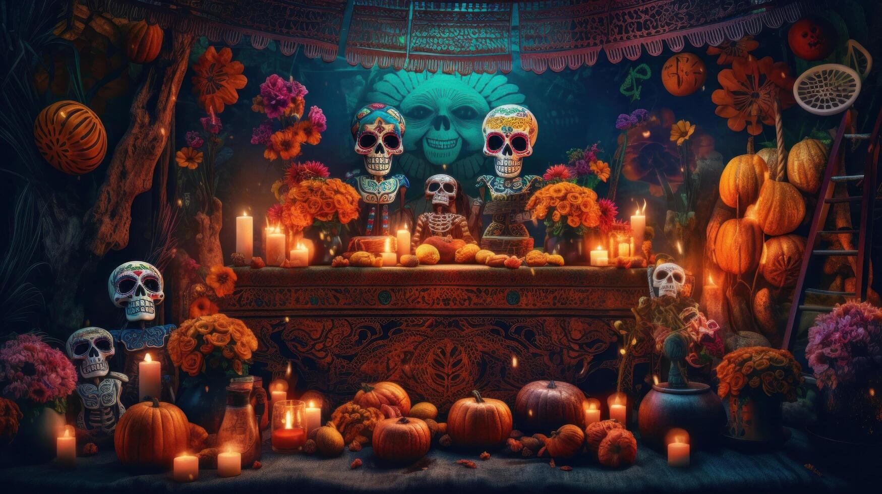 dag van de dood, dia de los muertos. illustratie ai generatief foto