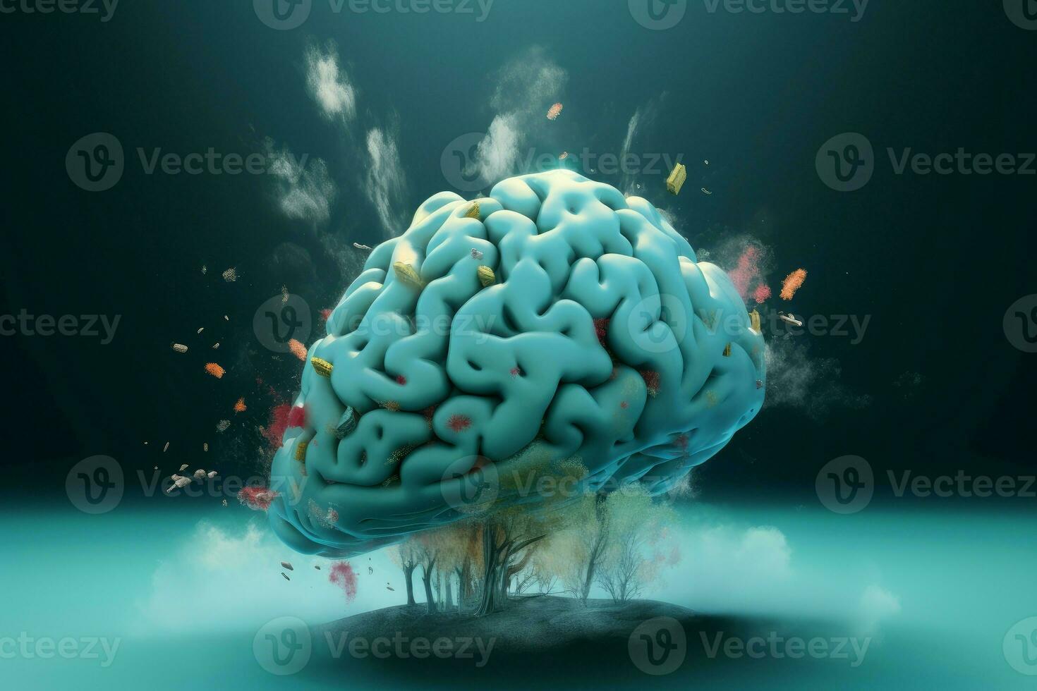 concept hersenen mist. genereren ai foto