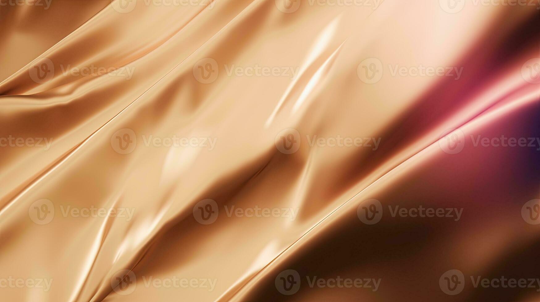 goud satijn kleding stof structuur achtergrond. detailopname van golfde gouden zijde kleding stof. 3d geven illustratie foto