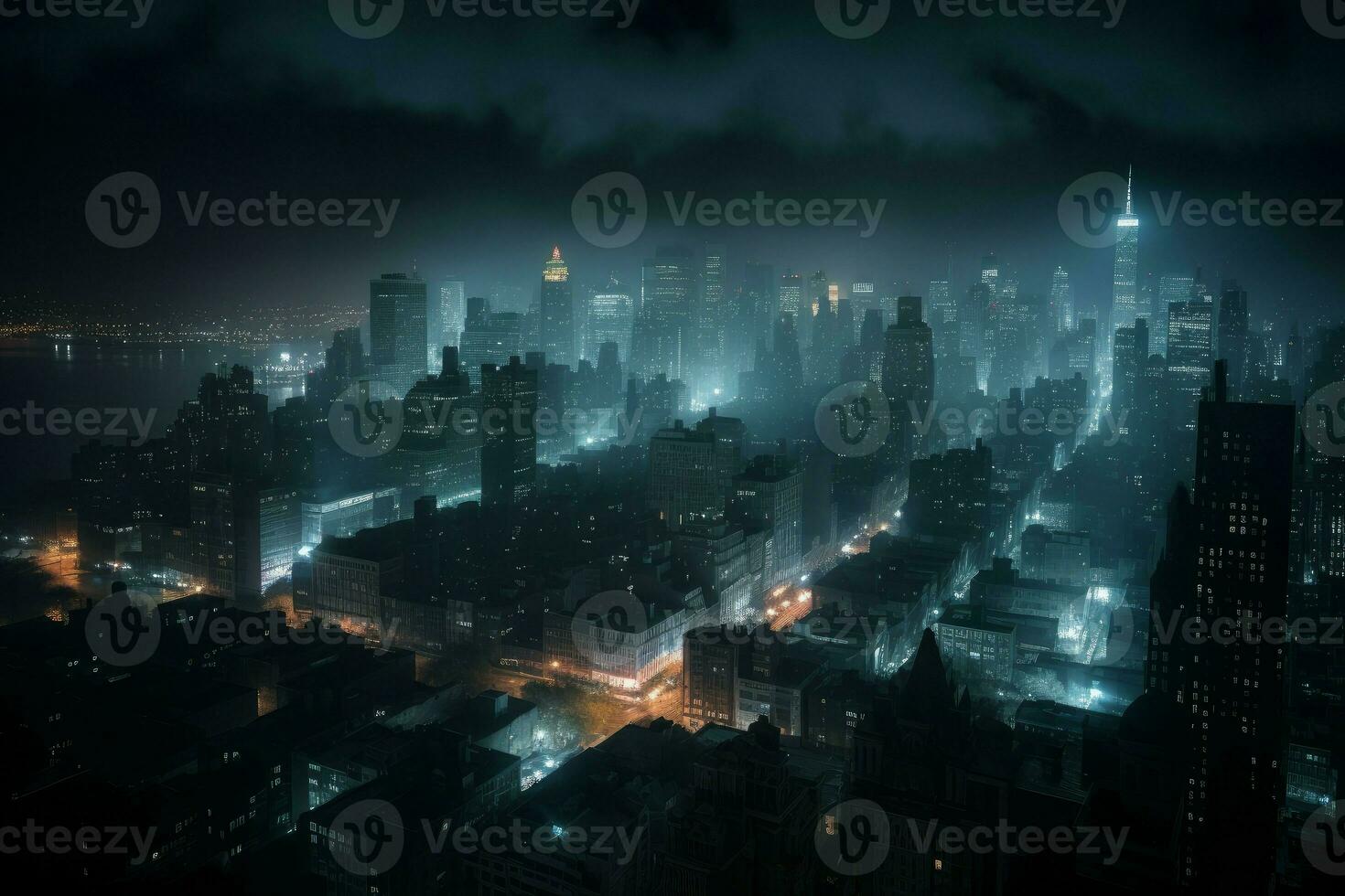 stad nacht landschap visie. genereren ai foto