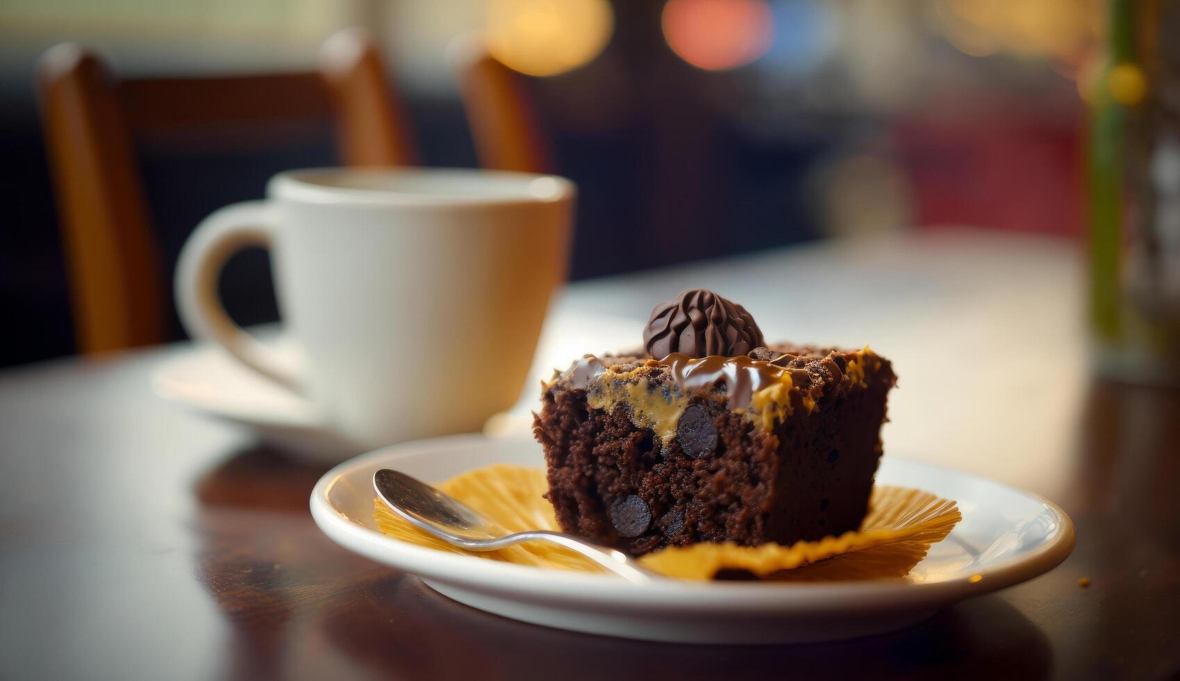 brownie en koffie. illustratie ai generatief foto