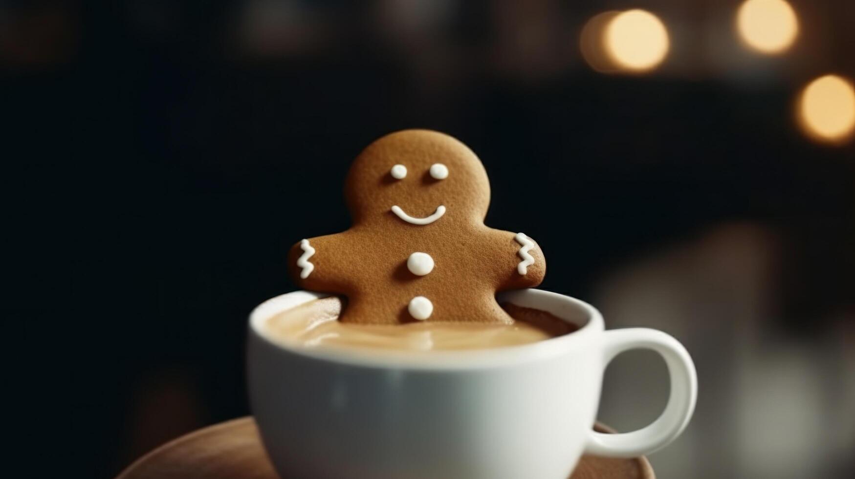 peperkoek koekje met cappuccino. illustratie ai generatief foto