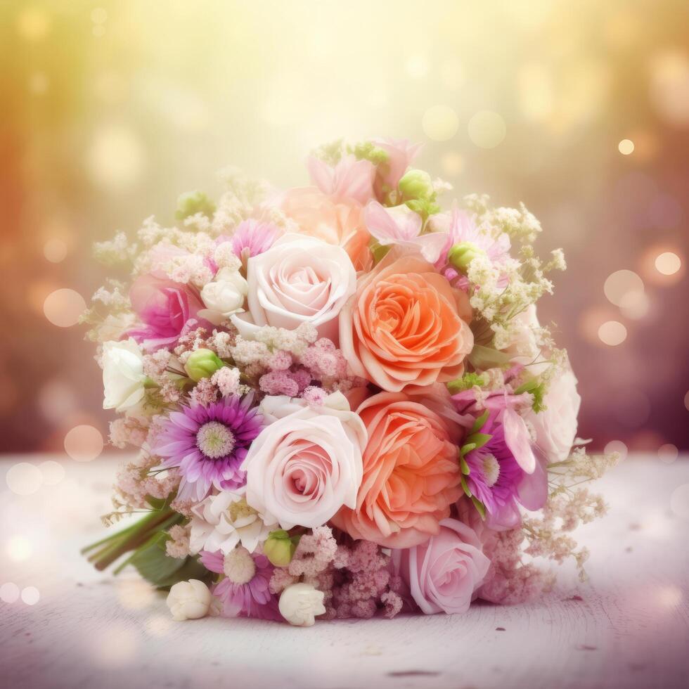 bruiloft bloemen boeket. illustratie ai generatief foto