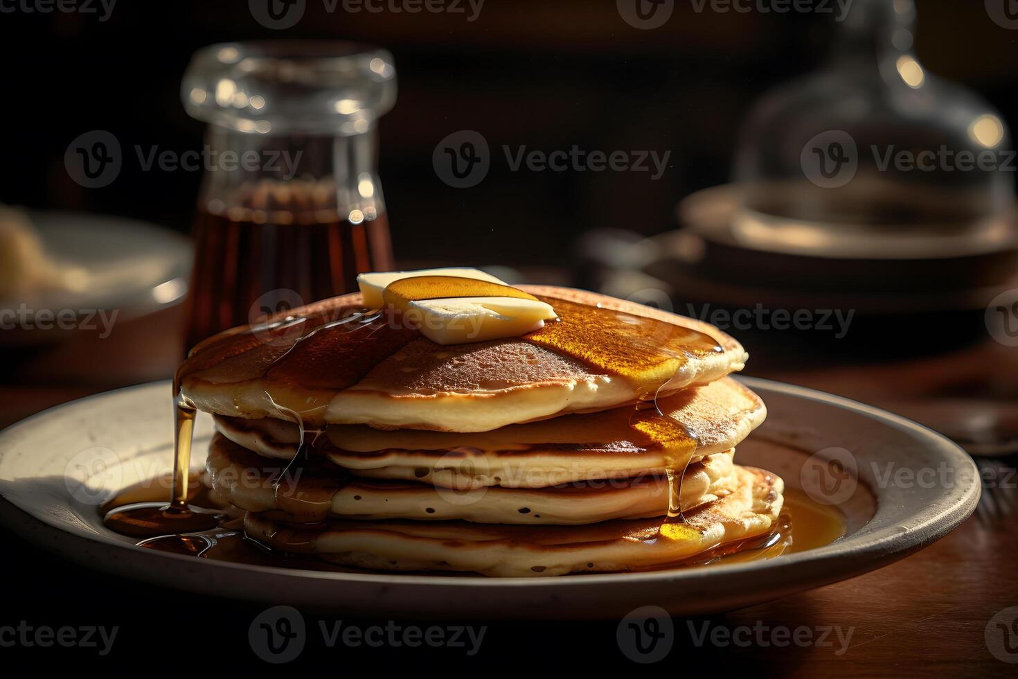 pannekoeken met honing. neurale netwerk ai gegenereerd foto