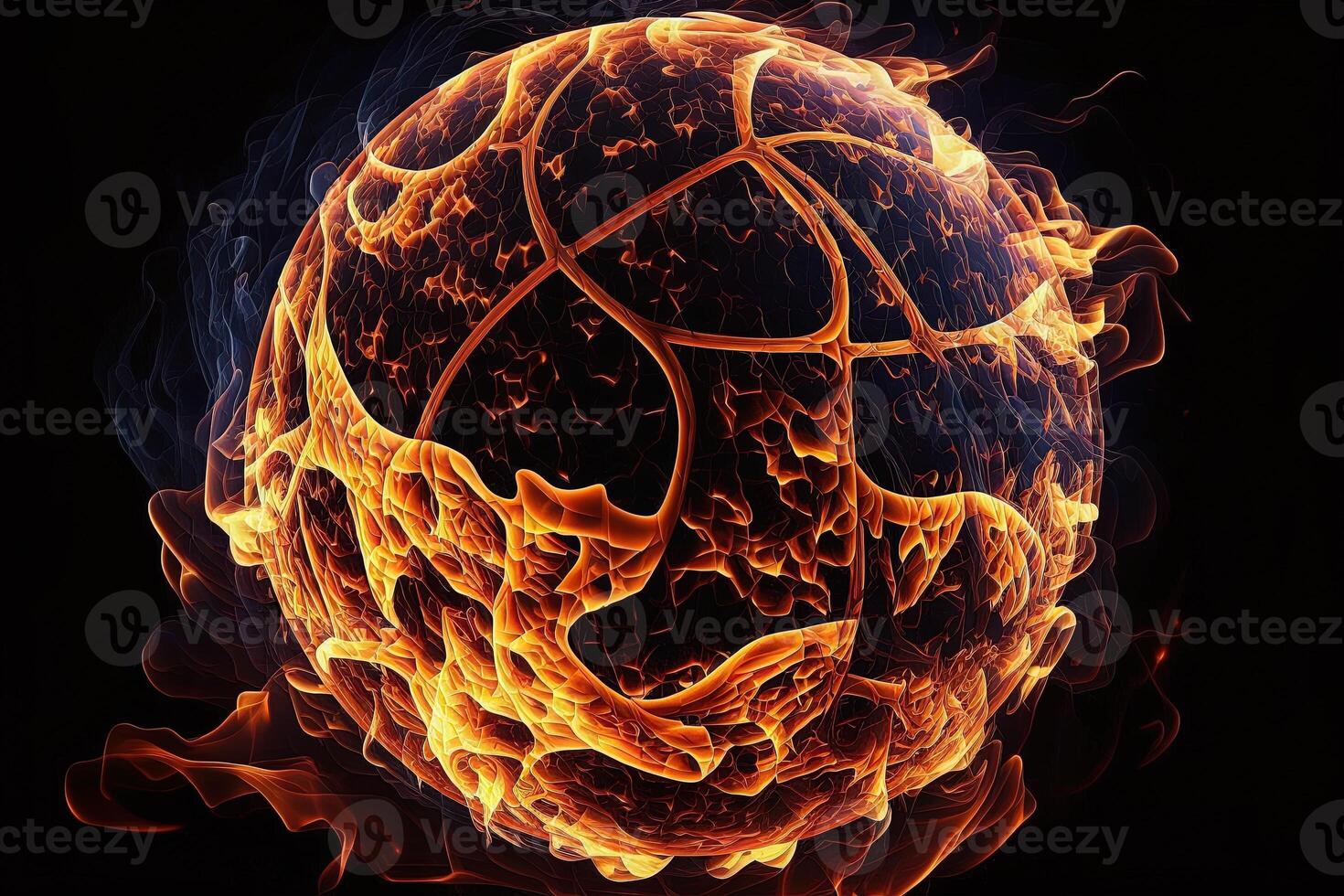 generatief ai van een gloeiend bal brandend Aan brand in oranje vlammen, geven uit warmte en rook voor competitief basketbal een zichtbaar vertegenwoordiging van de krankzinnigheid en opwinding van de spel foto