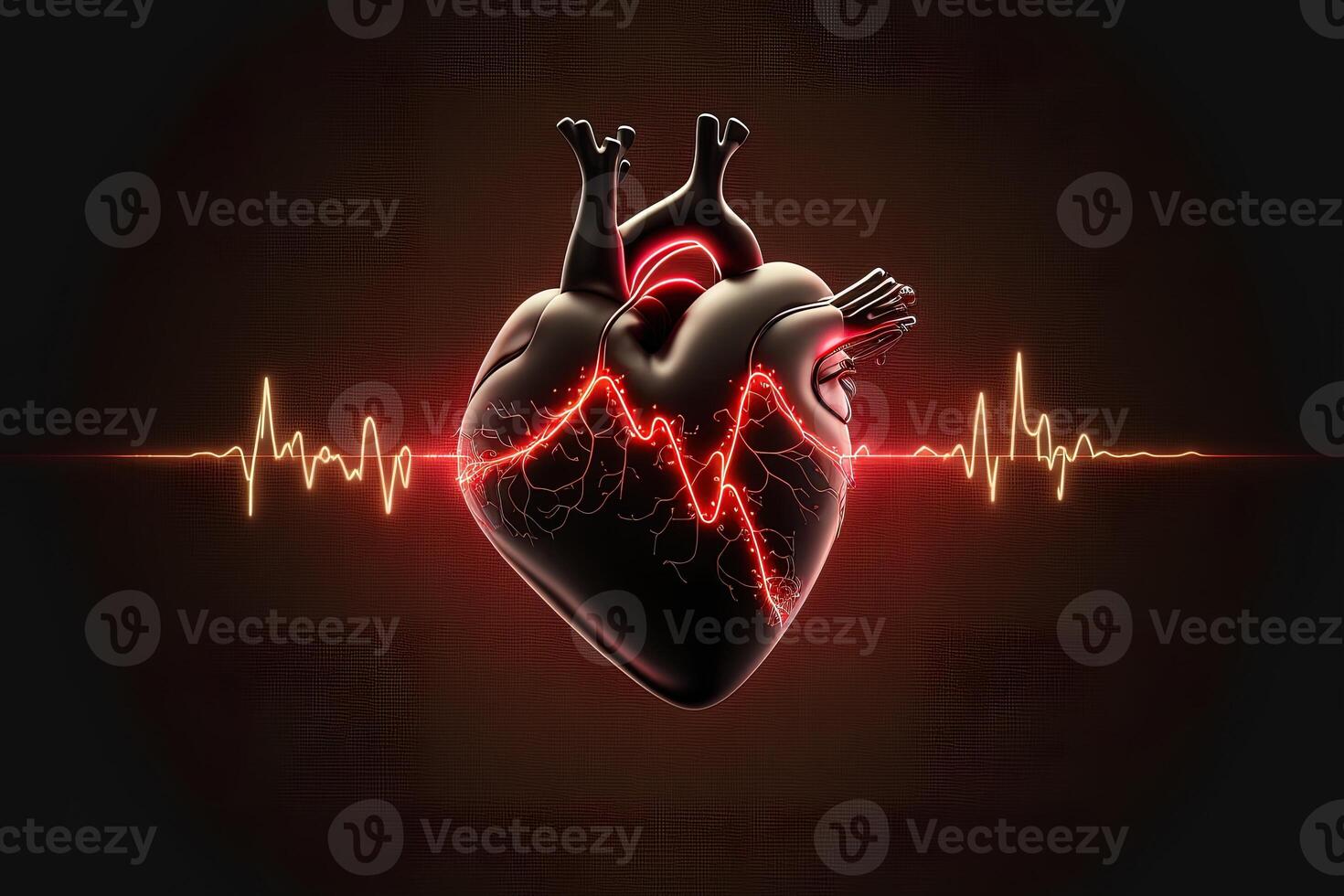 achtergrond met een hart met de hartslag toezicht houden op lijn, hart en hartslag symbool. generatief ai foto