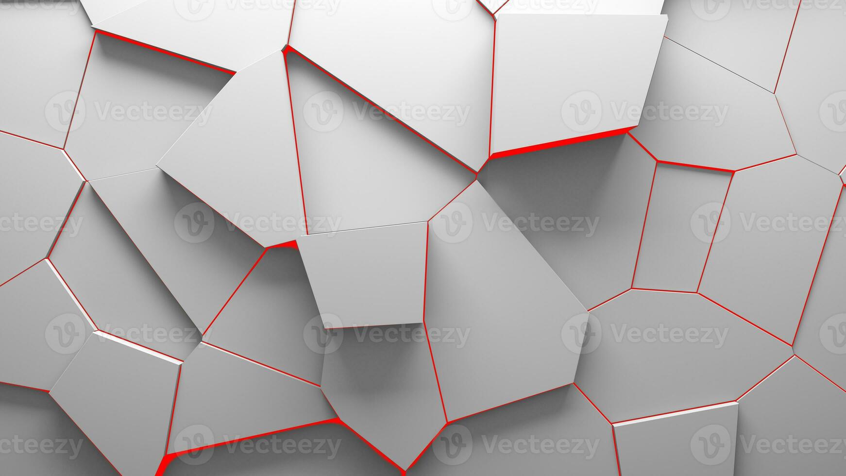 abstract geëxtrudeerd voronoi blokken achtergrond minimaal rood schoon zakelijke muur 3d meetkundig oppervlakte illustratie veelhoekige elementen verplaatsing foto