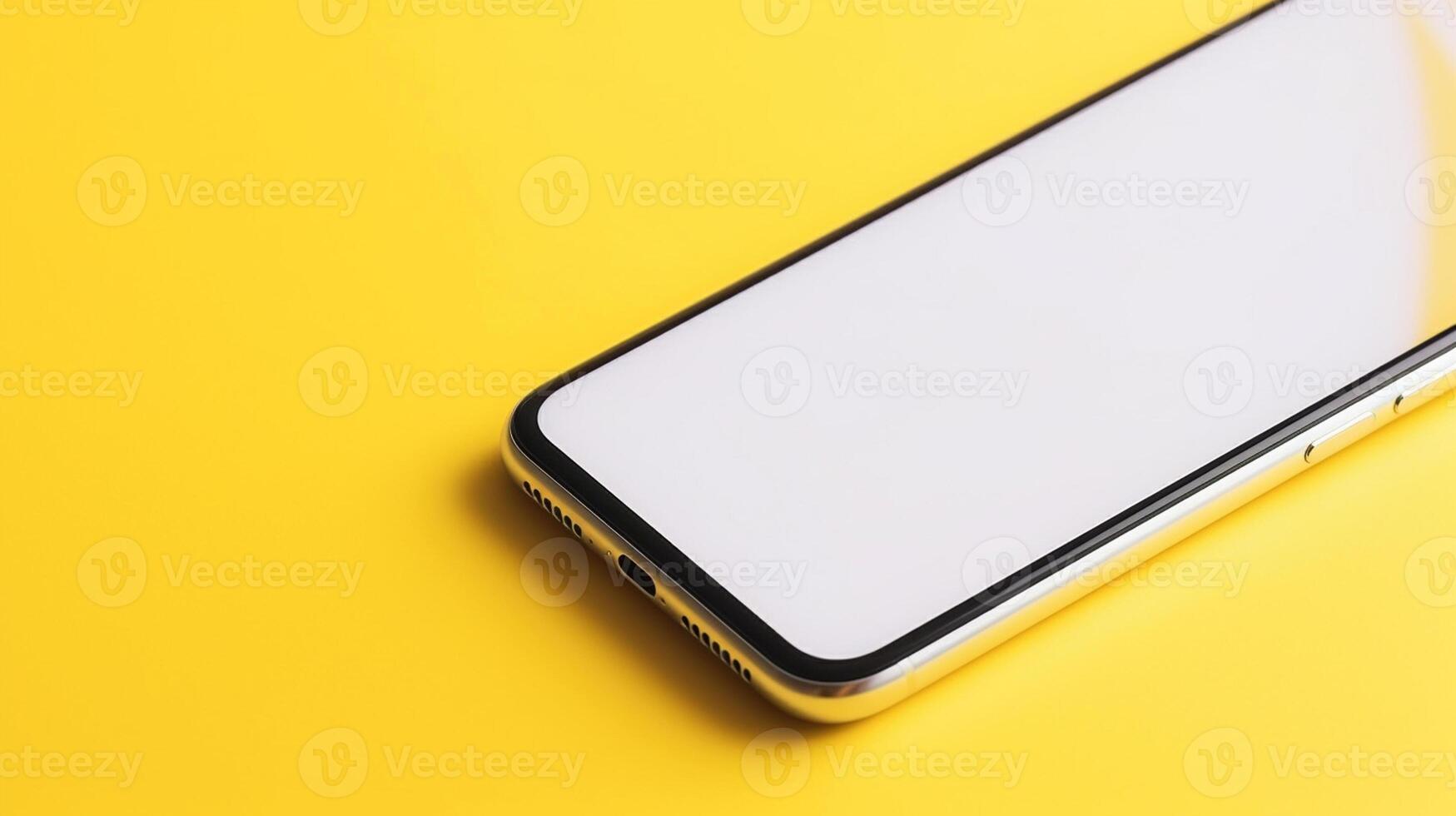 smartphone mockup Aan een geel achtergrond, generatief ai foto
