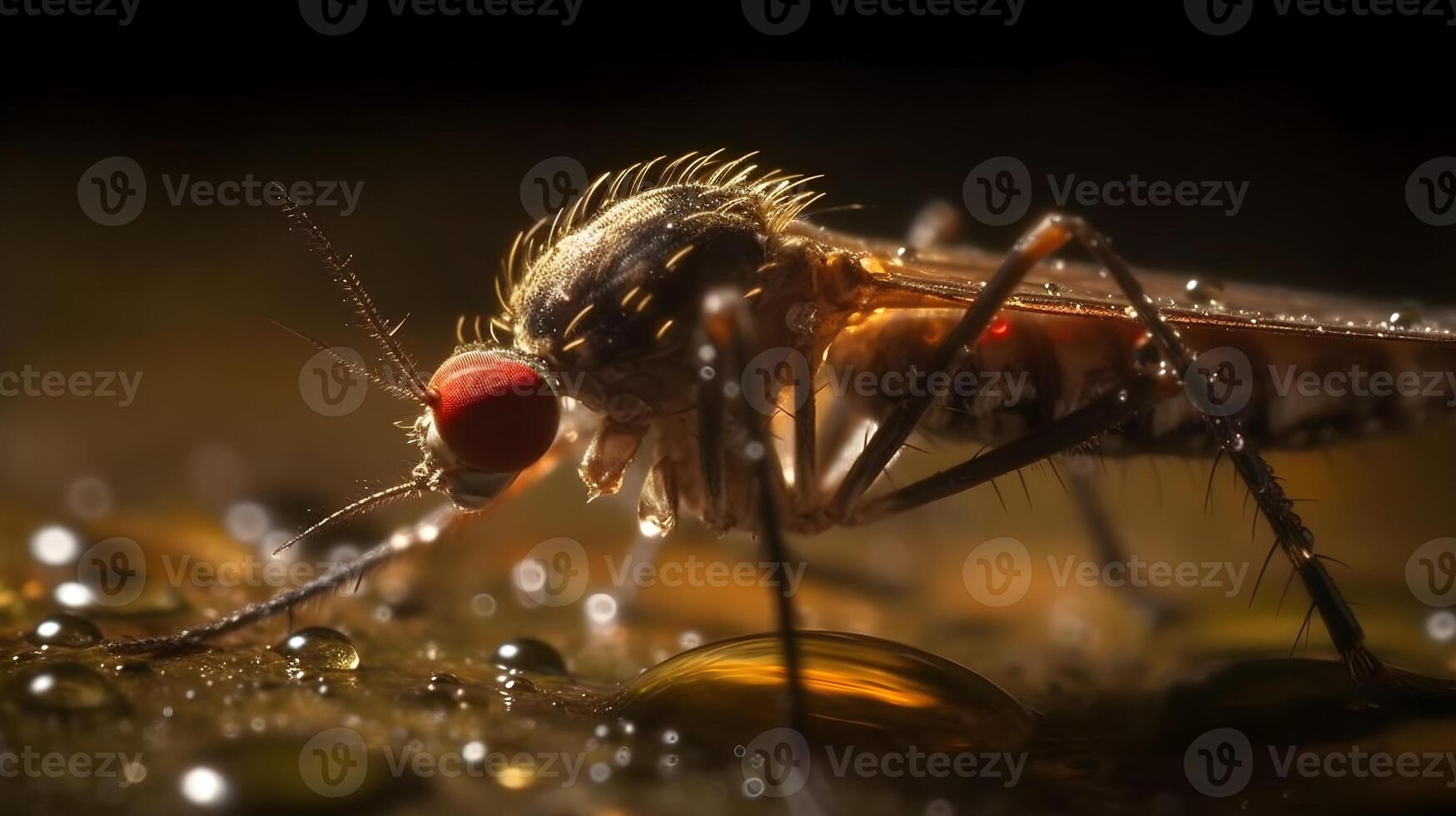 dichtbij omhoog macro schot mug assistenten aegypte in drinken sommige water. foto