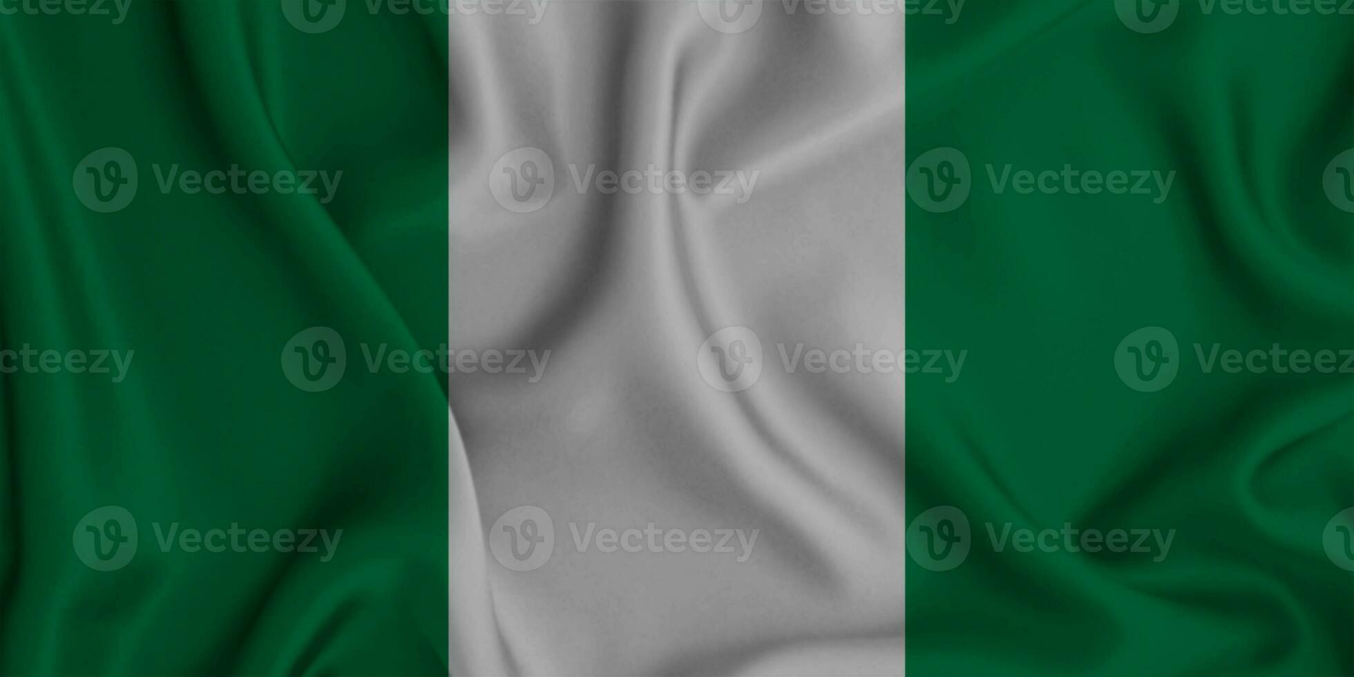 realistisch golvend vlag van nigeria, 3d illustratie foto