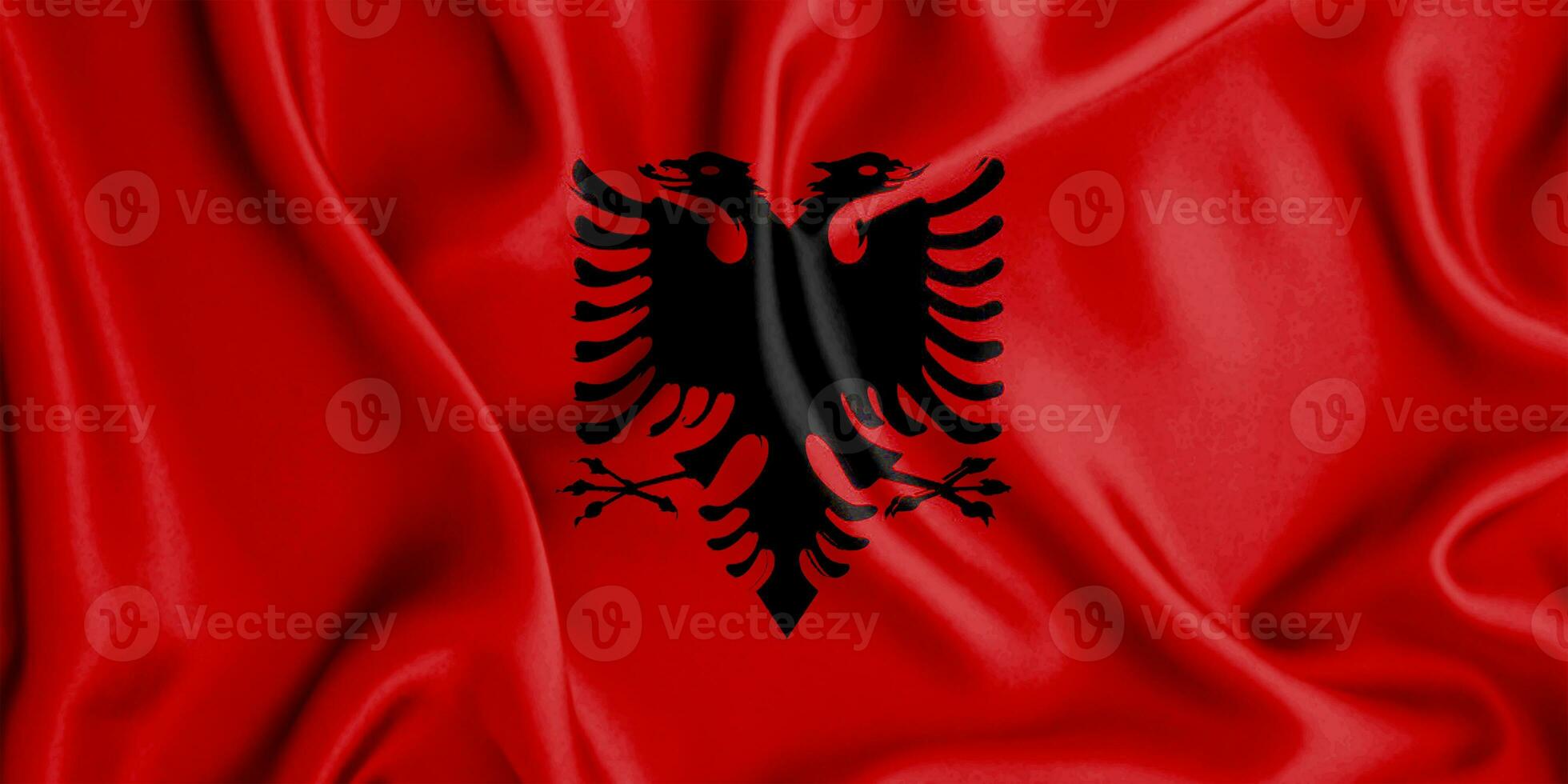 realistisch golvend vlag van albanië, 3d illustratie foto