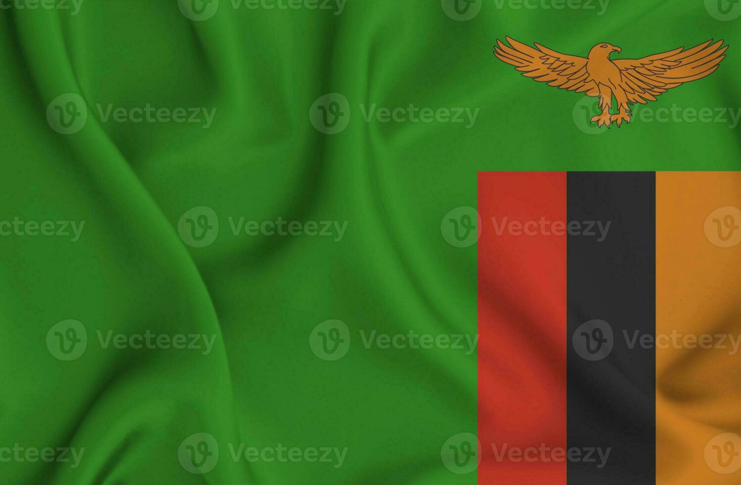 realistisch golvend vlag van Zambia, 3d illustratie foto