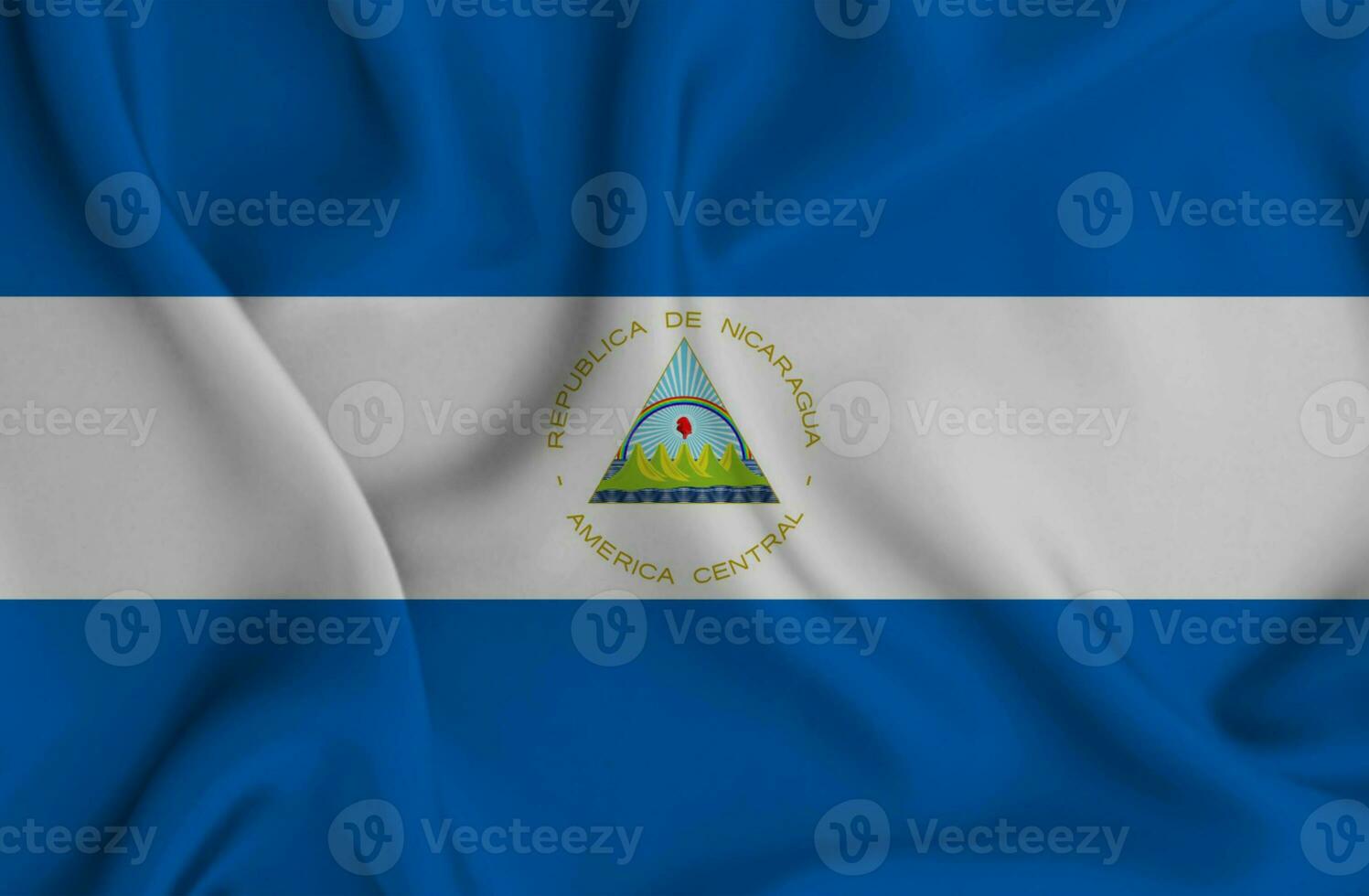 realistisch golvend vlag van Nicaragua, 3d illustratie foto