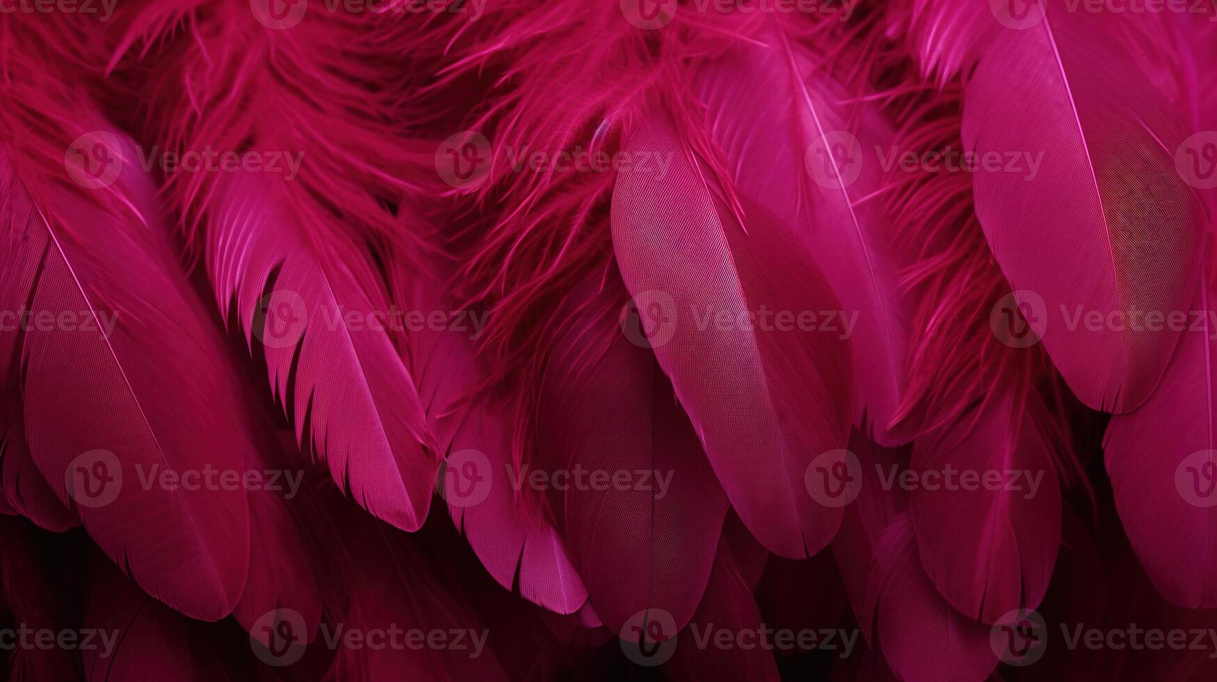 generatief ai, mooi viva magenta roze detailopname veren, fotorealistisch achtergrond. klein pluizig roze veren willekeurig verspreide vormen foto