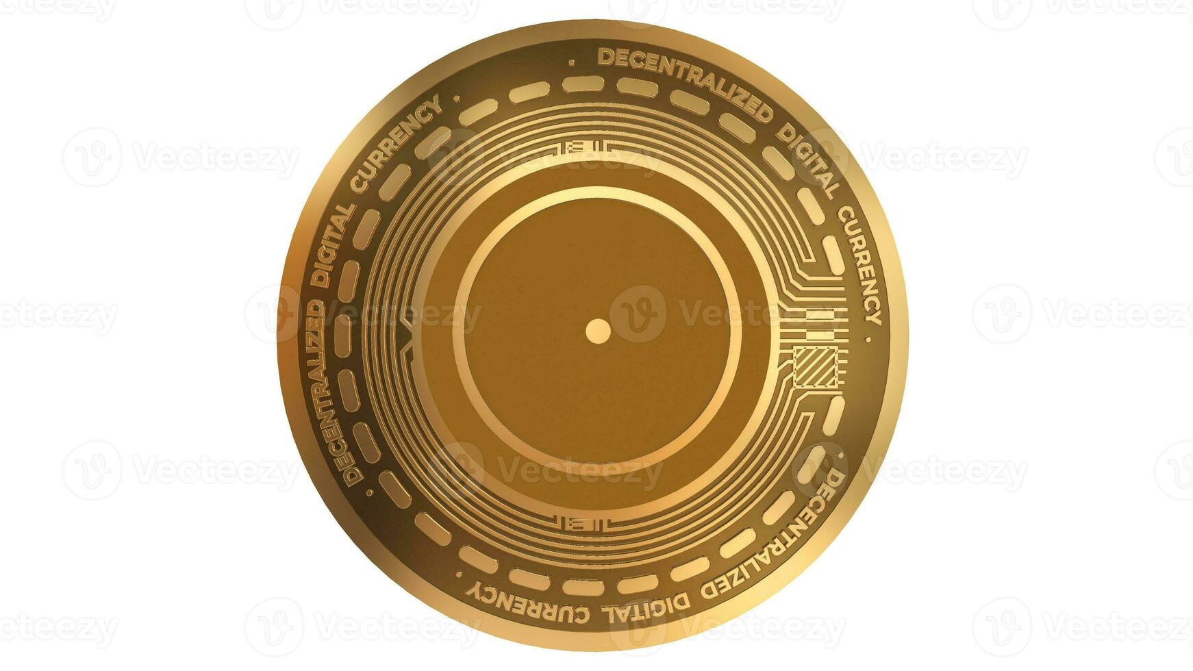 3d geven gouden cindicator cnd cryptogeld munt symbool dichtbij omhoog foto