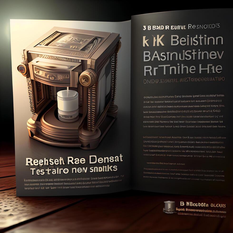 3d geven van bedrijf brochure ontwerp sjabloon met bankbiljetten., ai generatief beeld foto