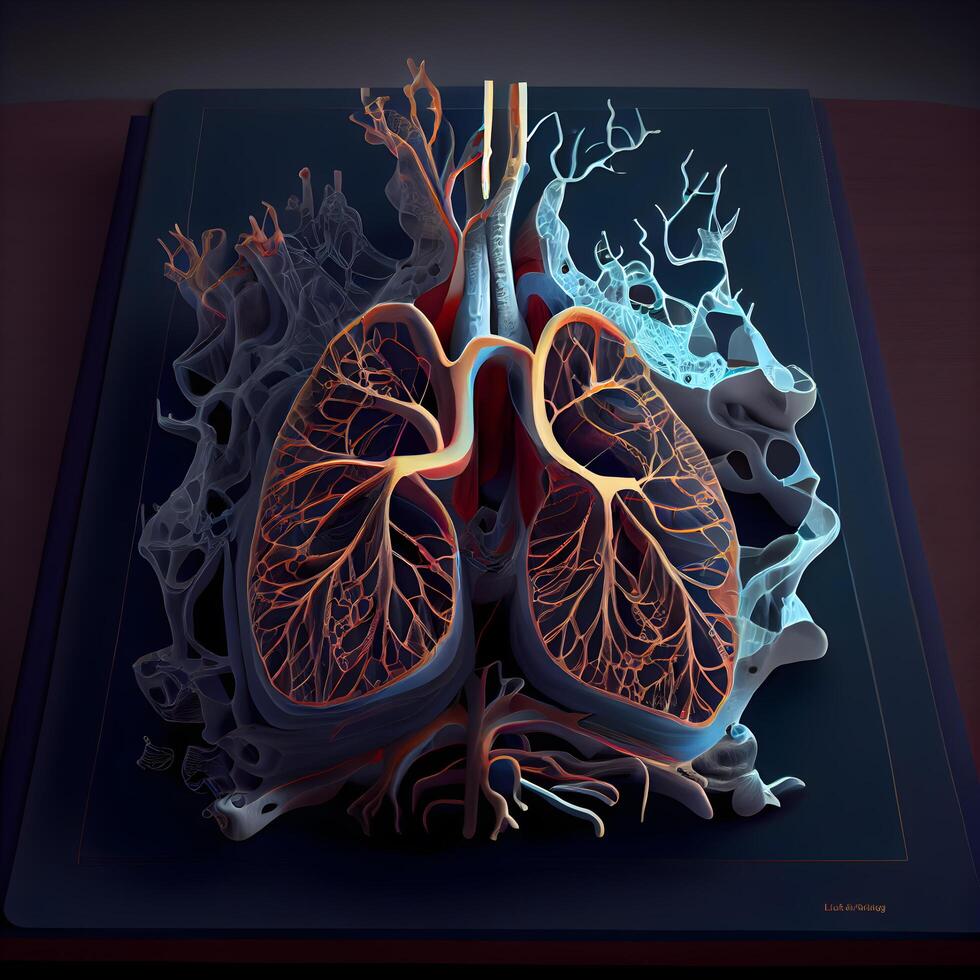 longen anatomie. realistisch 3d illustratie van menselijk longen., ai generatief beeld foto