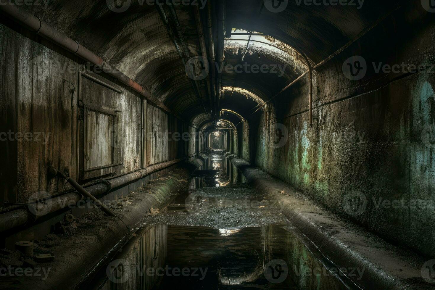 oud staal tunnel. genereren ai foto