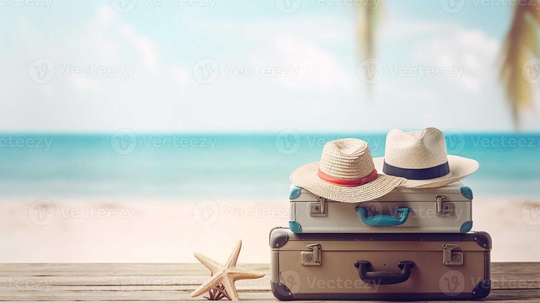 klaar voor zomer vakantie reizen achtergrond. ai generatief foto