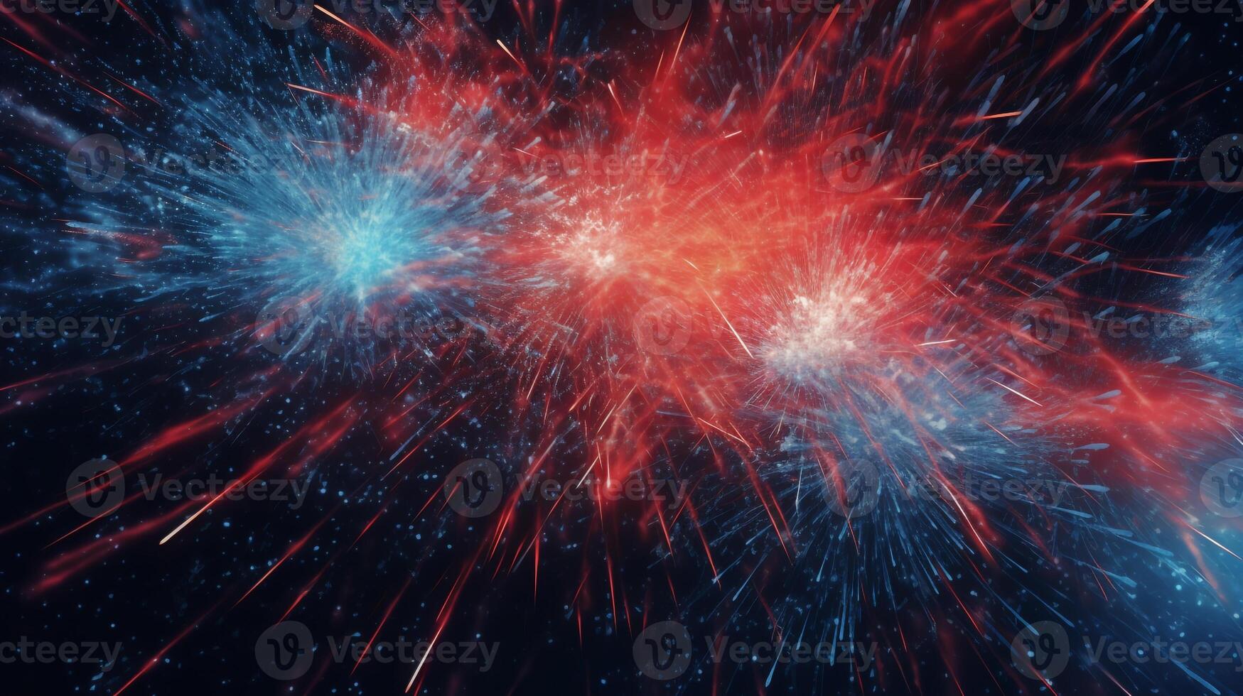 rood blauw vuurwerk abstract kosmisch achtergrond. ai generatief foto