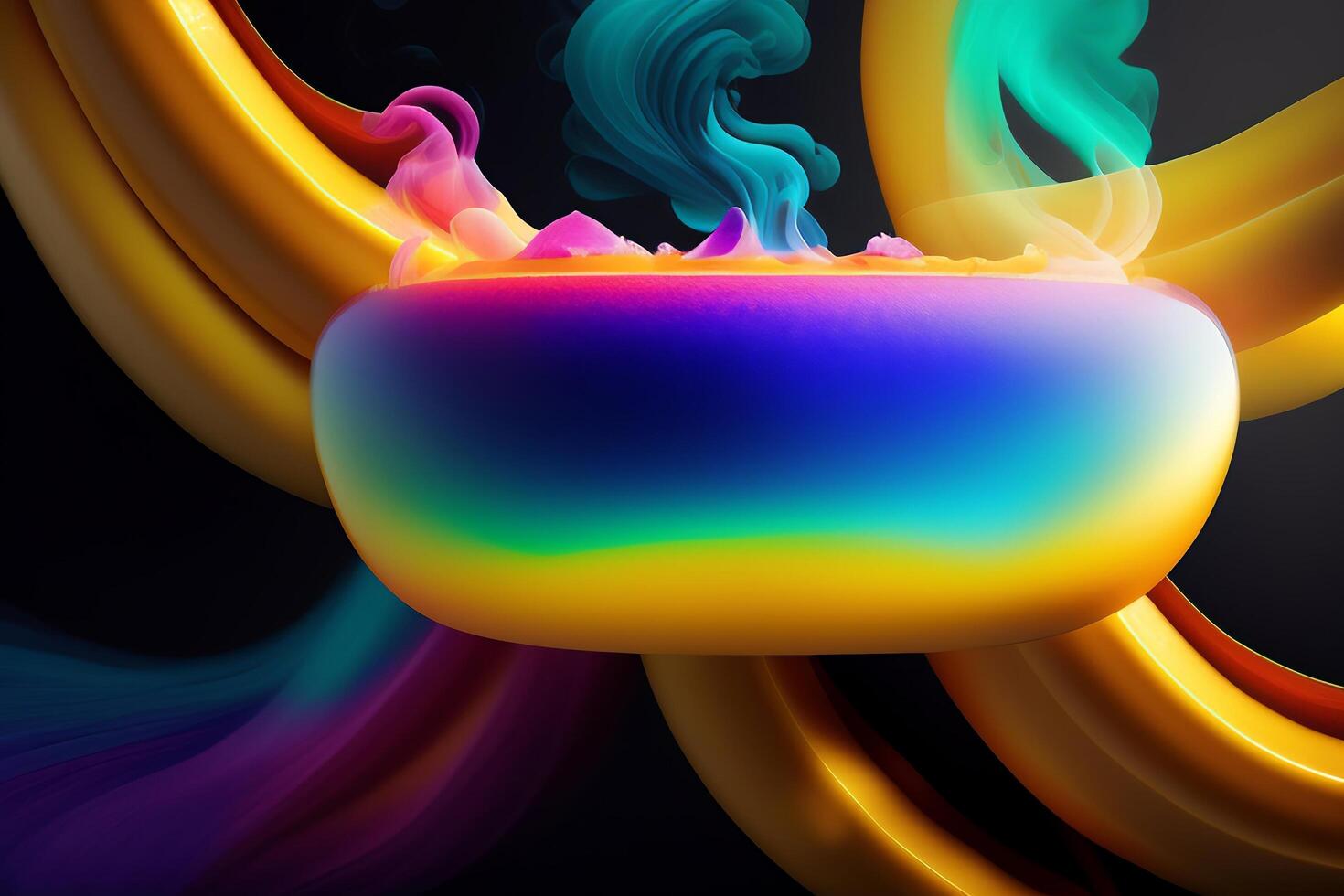 abstract achtergrond met gloeiend lijnen in de het formulier van een regenboog..generatief ai foto