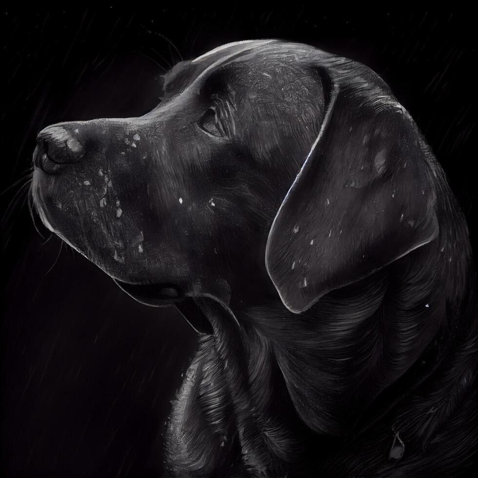 portret van een labrador retriever hond Aan een zwart achtergrond, ai generatief beeld foto