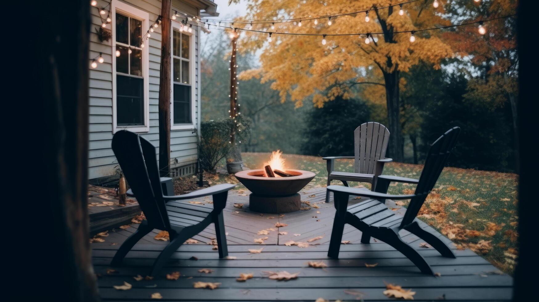 herfst knus buitenshuis achtergrond. illustratie ai generatief foto