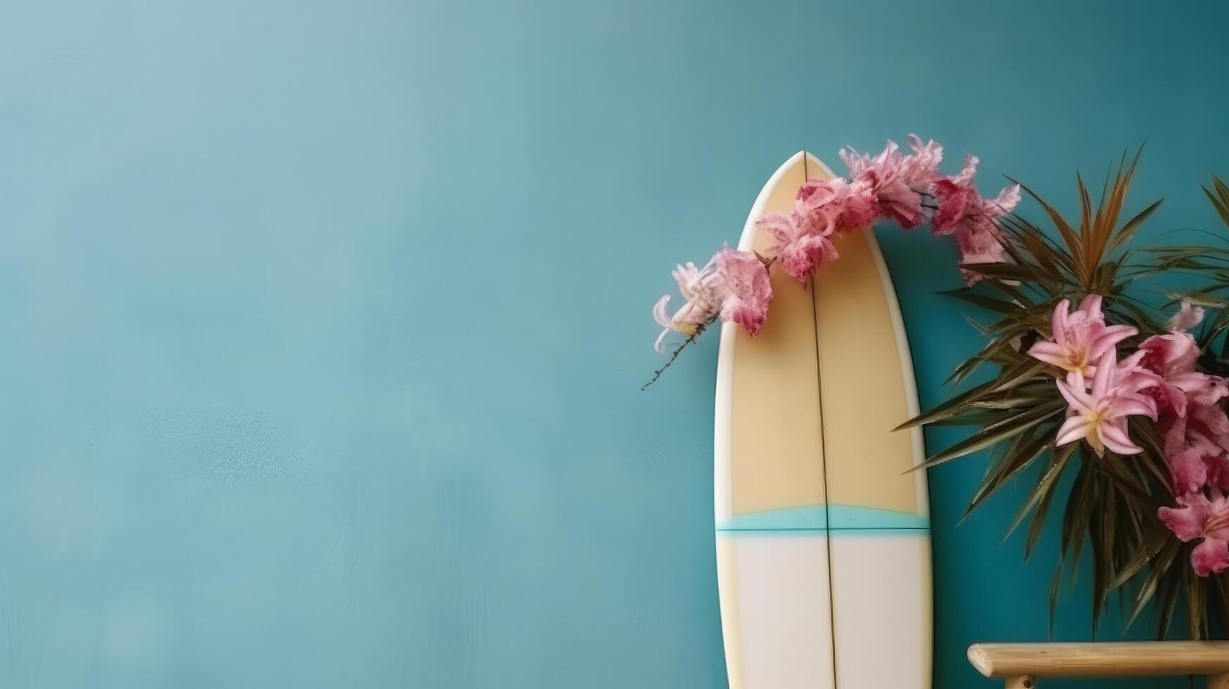 surfboard wat? bloemen. illustratie ai generatief foto