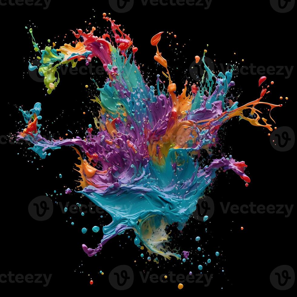 abstract kleurrijk achtergrond met spatten abstract fractal achtergrond, generatief ai foto