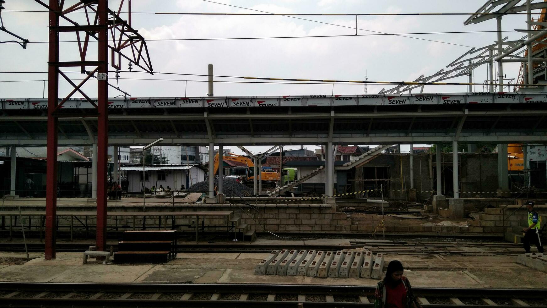 niet herkend mensen. bouw van een modern spoorweg. Jakarta, Indonesië, april 8, 2019 foto
