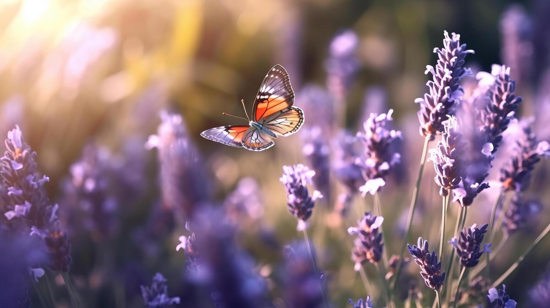 bloeiend lavendel veld. illustratie ai generatief foto