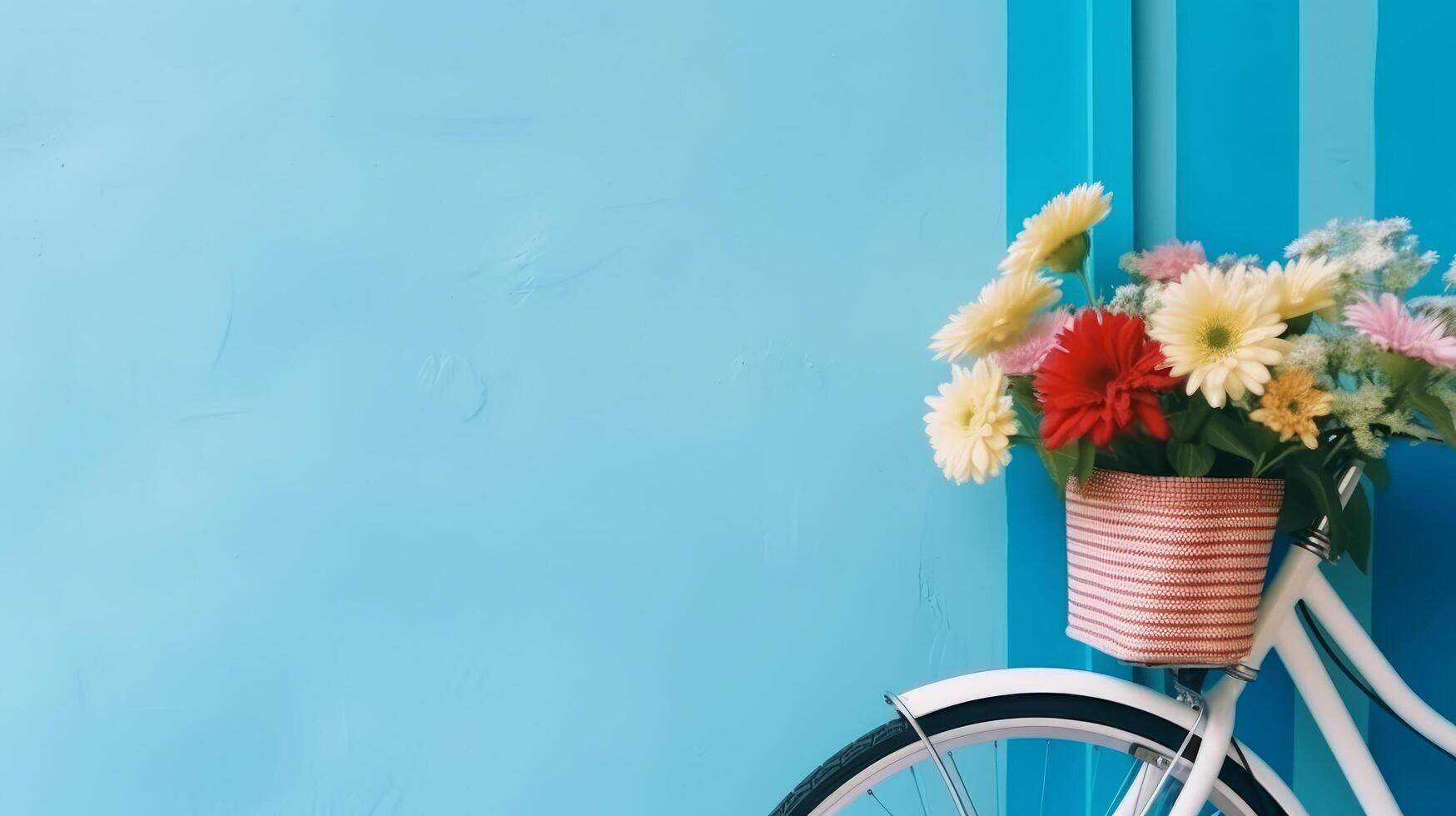 fiets met bloemen. illustratie ai generatief foto