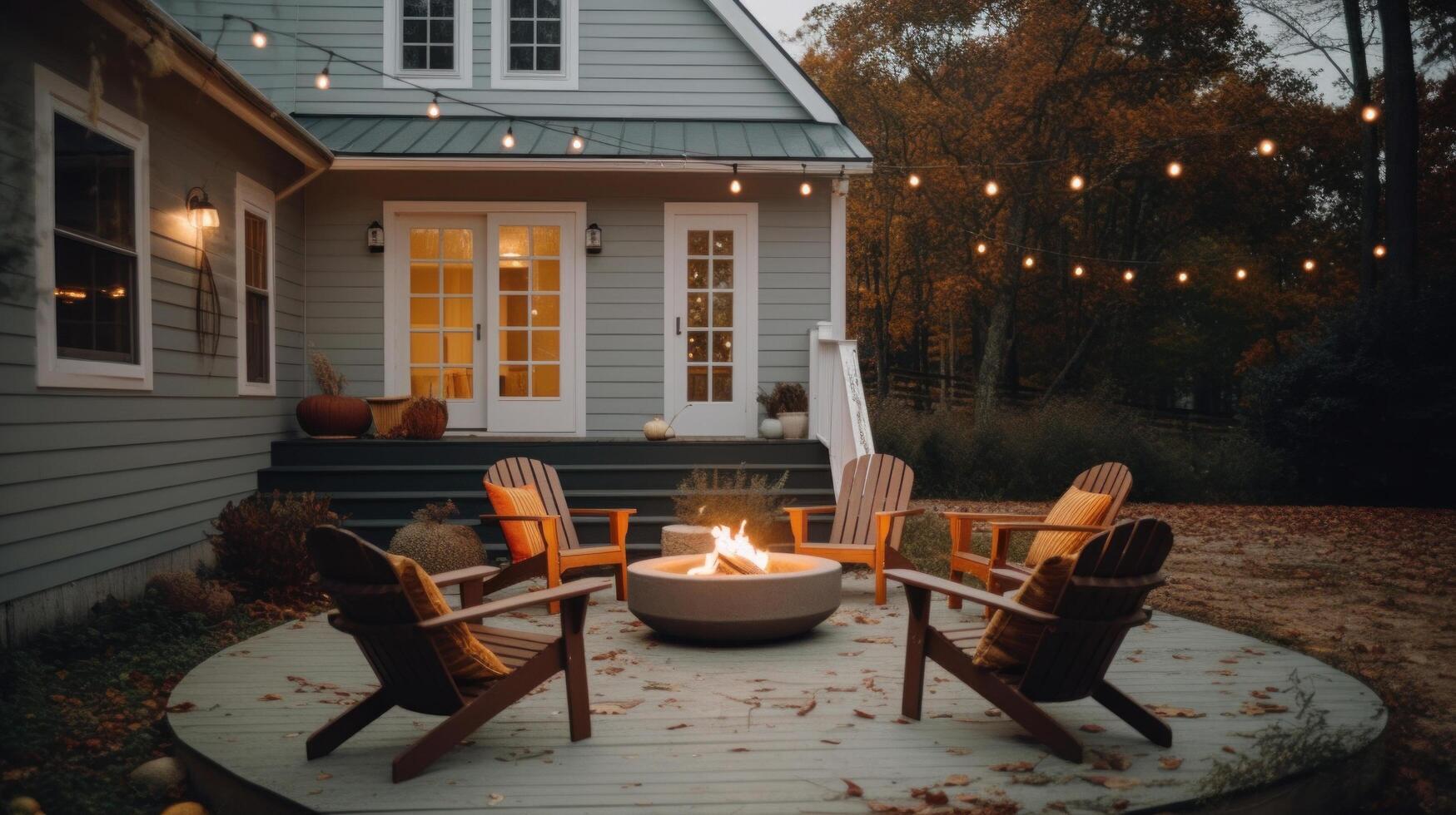 comfortabel herfst knus buitenshuis. illustratie ai generatief foto