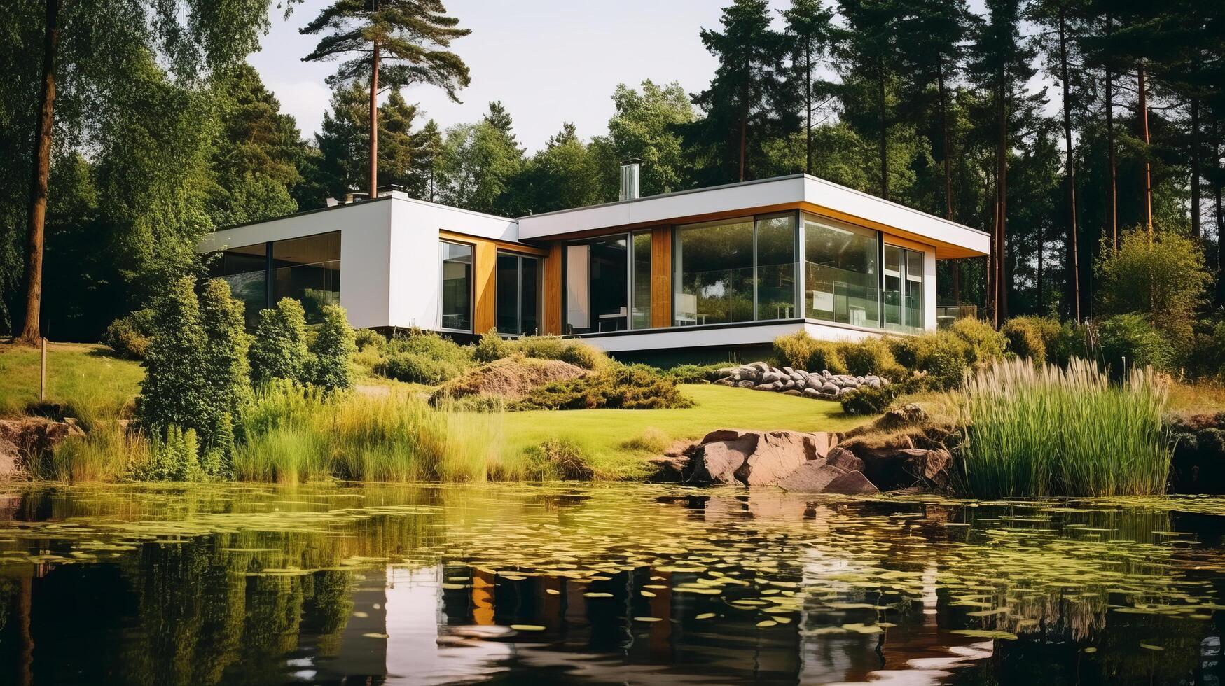 mooi modern huis. illustratie ai generatief foto