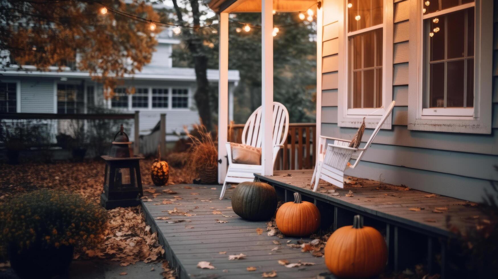 herfst knus buitenshuis achtergrond. illustratie ai generatief foto