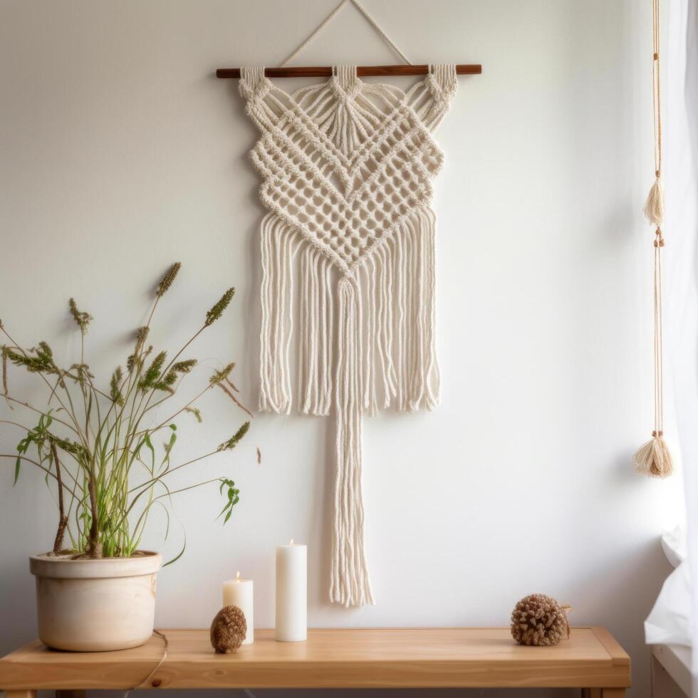 handgemaakt macrame ontwerp. illustratie ai generatief foto