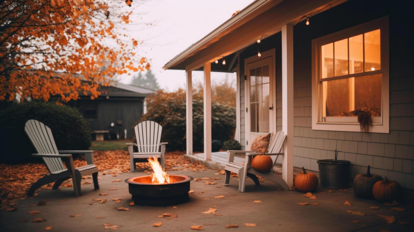 comfortabel herfst knus buitenshuis. illustratie ai generatief foto