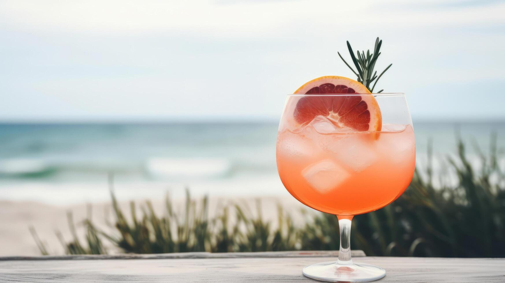 grapefruit en rozemarijn cocktail. illustratie ai generatief foto