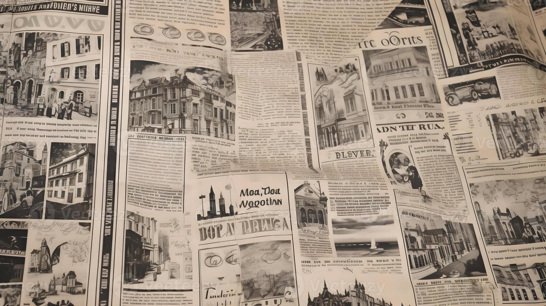 krant- behang ,oud krant- achtergrond ,generatief ai foto