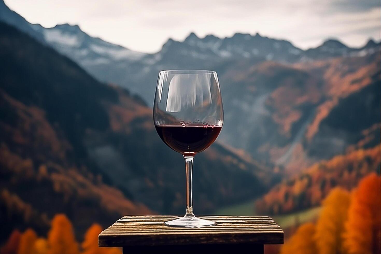 wijn in de bergen tegen de achtergrond van natuur, ai generatief foto