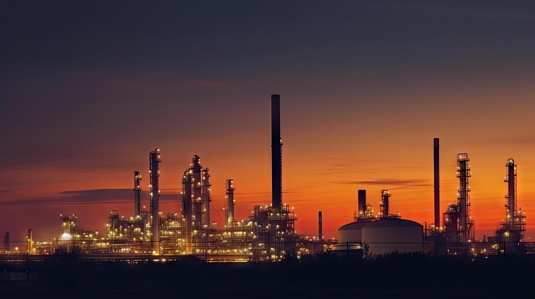 antenne top visie van fabriek station, olie brandstof opslagruimte tank, petroleum raffinaderij, fabriek, industrieel werkwijze fabriek olie raffinaderij voor energie met generatief ai. foto