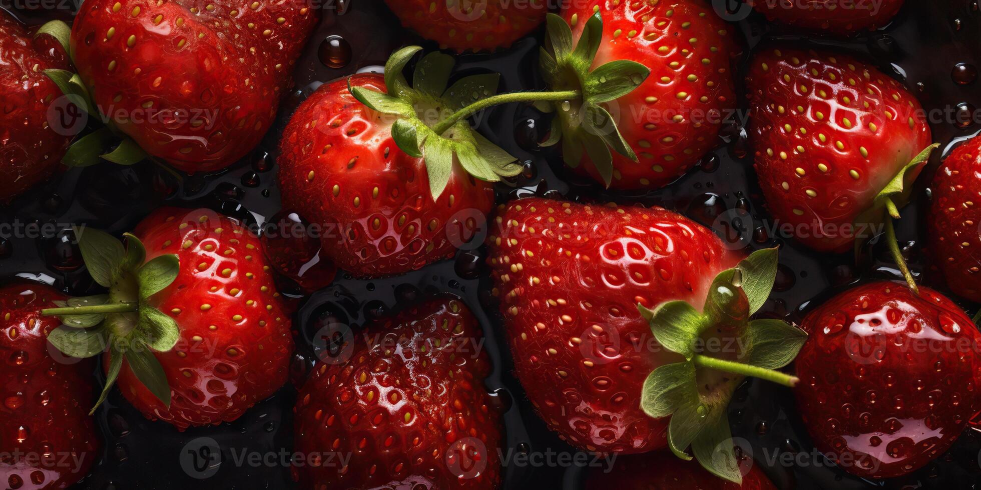 ai gegenereerd. ai generatief. macro dichtbij omhoog foto van banch reeks van aardbei. gezond eco biologisch fruit. grafisch kunst